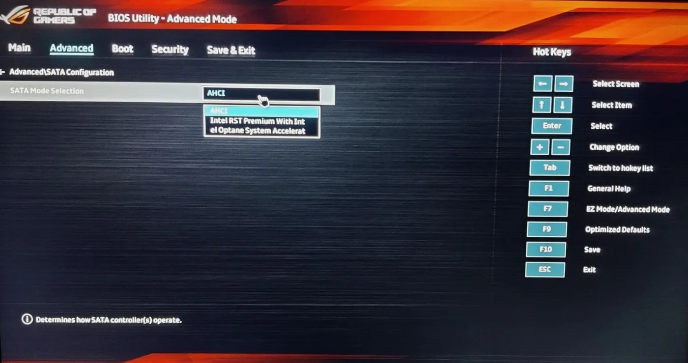 Changing SATA Configuration in ROG Laptop
